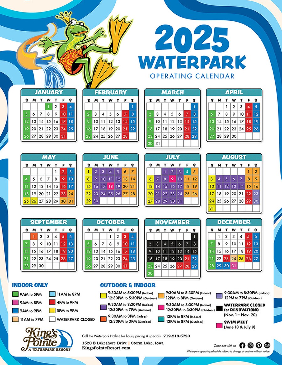 a calendar with a frog on it