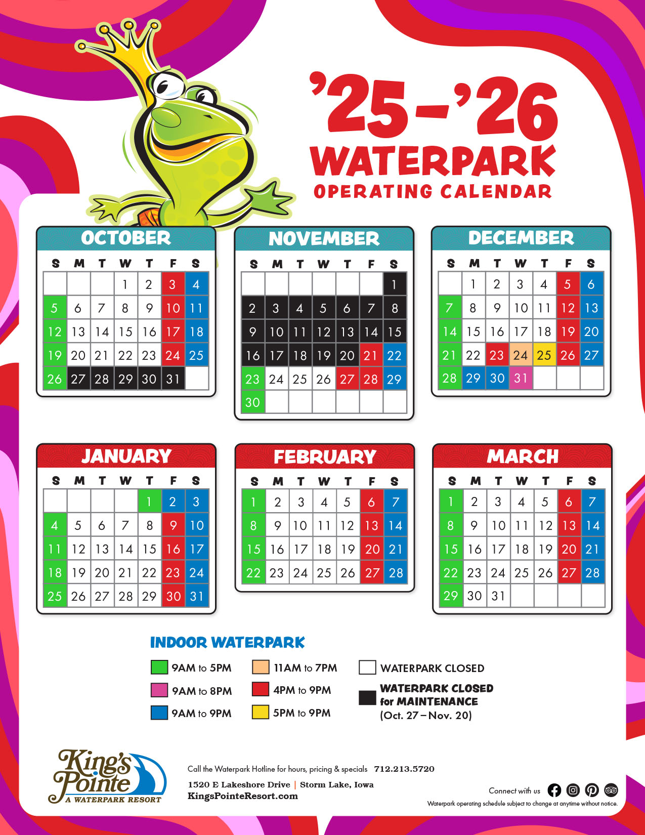 a calendar with a frog on it