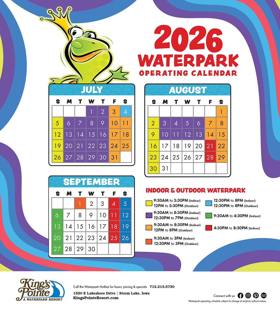 a calendar with a frog on it
