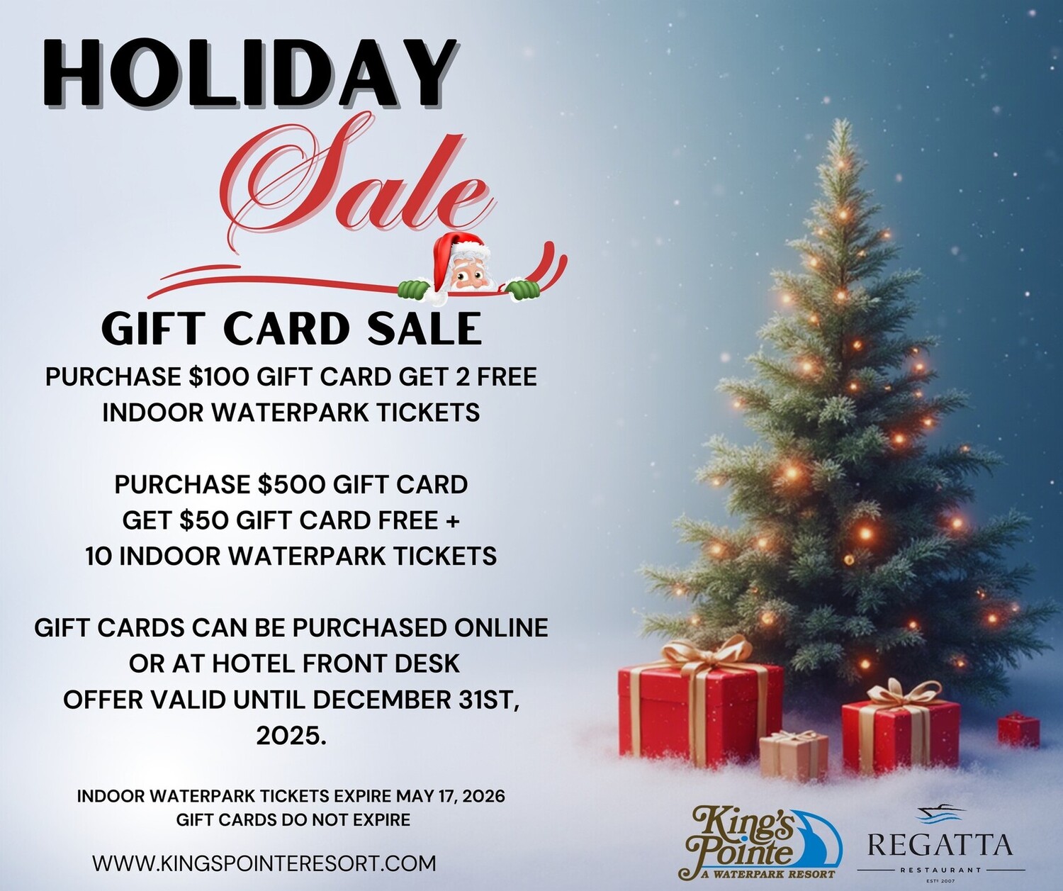 Kings Pointe Resort 2025 Holiday Gift Card Sale