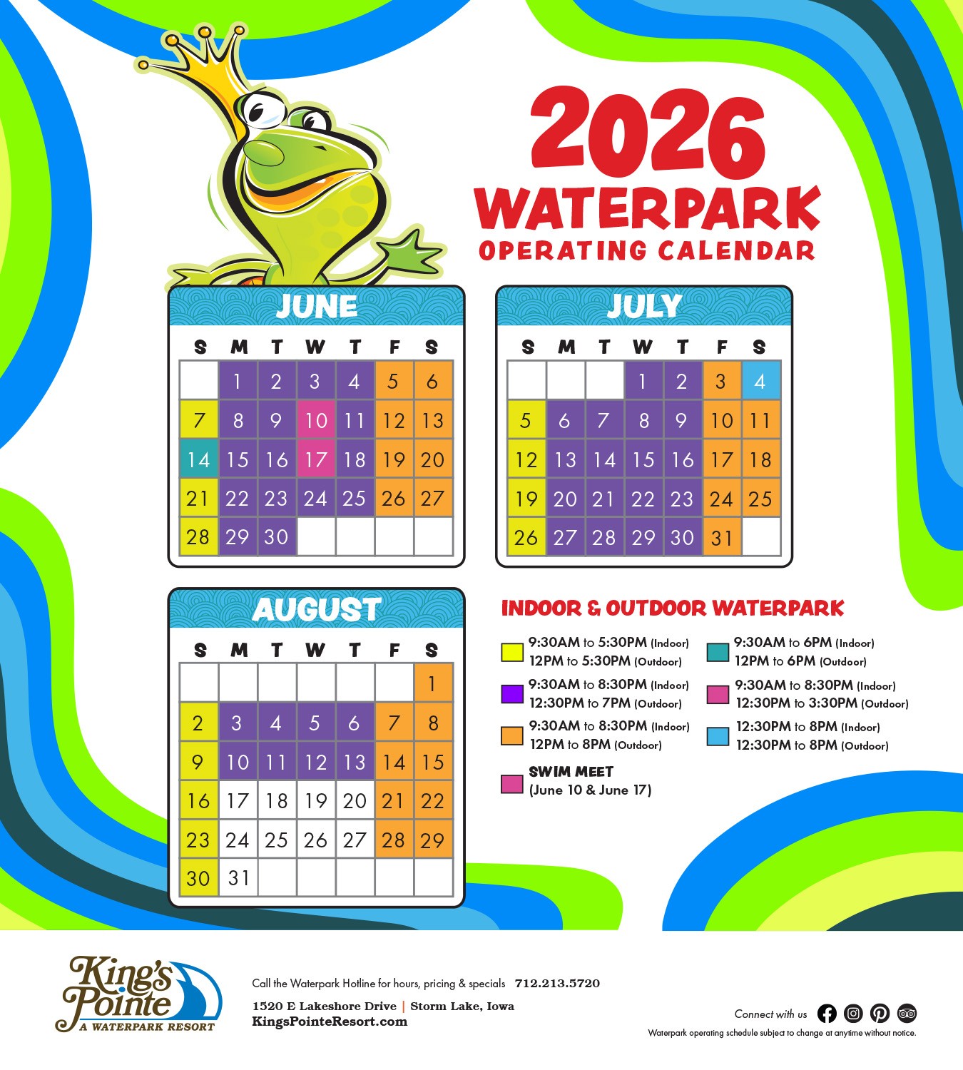 a calendar with a frog and a crown