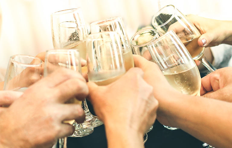 Champaign glasses being toasted